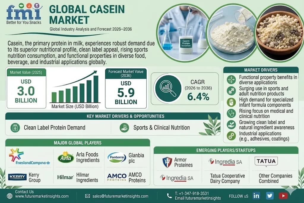 Casein Market Size, Market Forecast and Outlook by FMI - 2036
