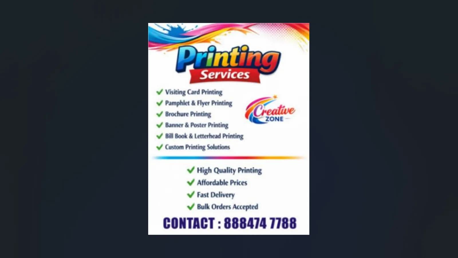 No Parking Board Printing at Affordable Prices | Contact  Creative Zone |  427 