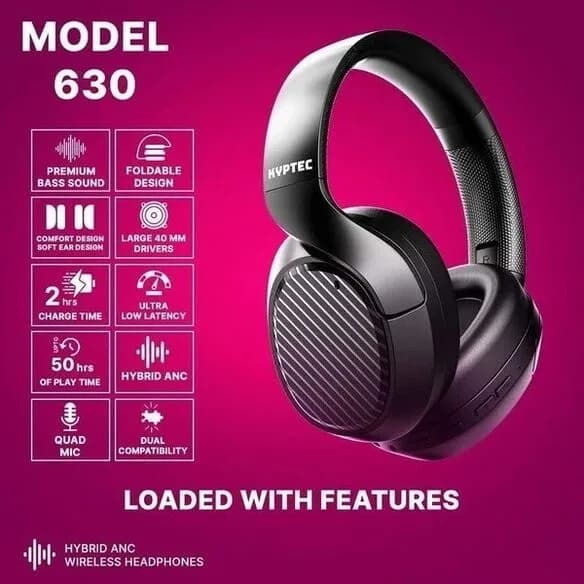 Kyptec LifeStyle® 630 Hybrid ANC Headphones for Powerful Bass, Films, Gaming & Extended Audio