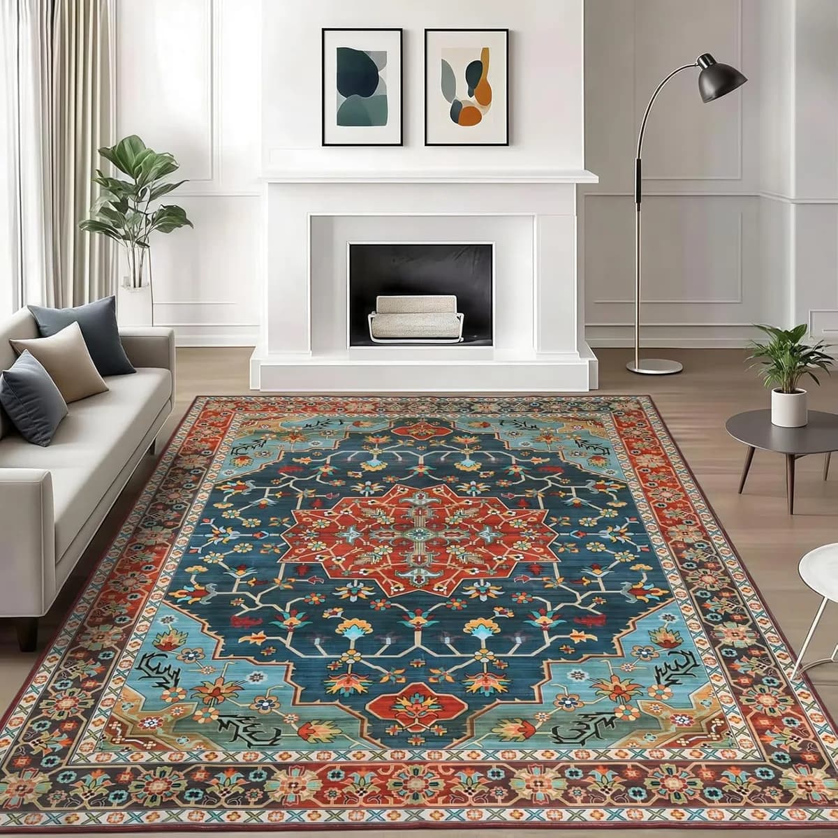 WILLSUN Washable Area Rugs, 5x7 Non-Slip Boho Large Area Rugs for Living Room