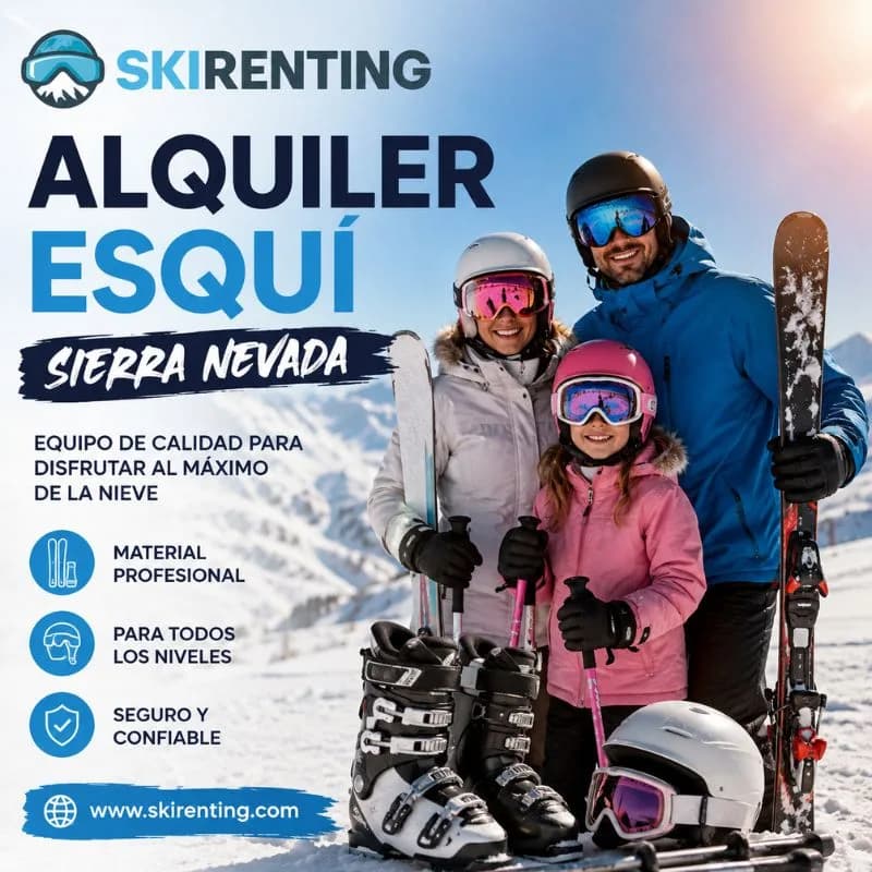 Alquiler esquí Sierra Nevada con material profesional para disfrutar de la nieve