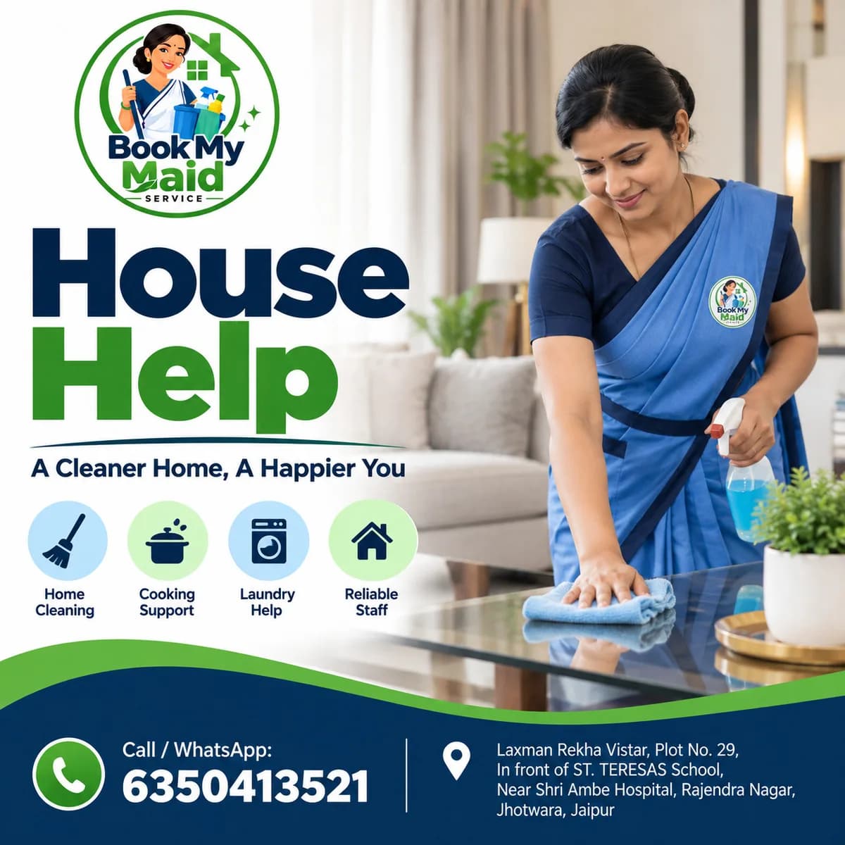 Best Maid Agency in Jaipur - Book My Maid Service Call @ 6350413521