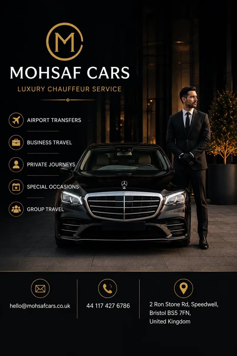 MohSaf Cars – Luxury Chauffeur Service in Bristol | Airport & Private Transfers  Description