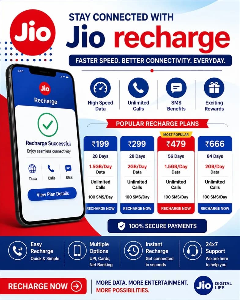 Stay Connected Easily Using Jio Recharge Online Plans