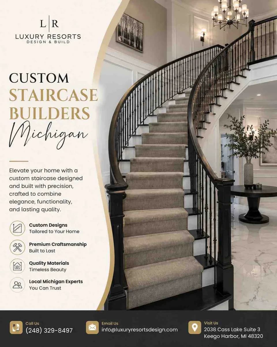 Premium Custom Staircase Builders Michigan – Design Meets Durability 