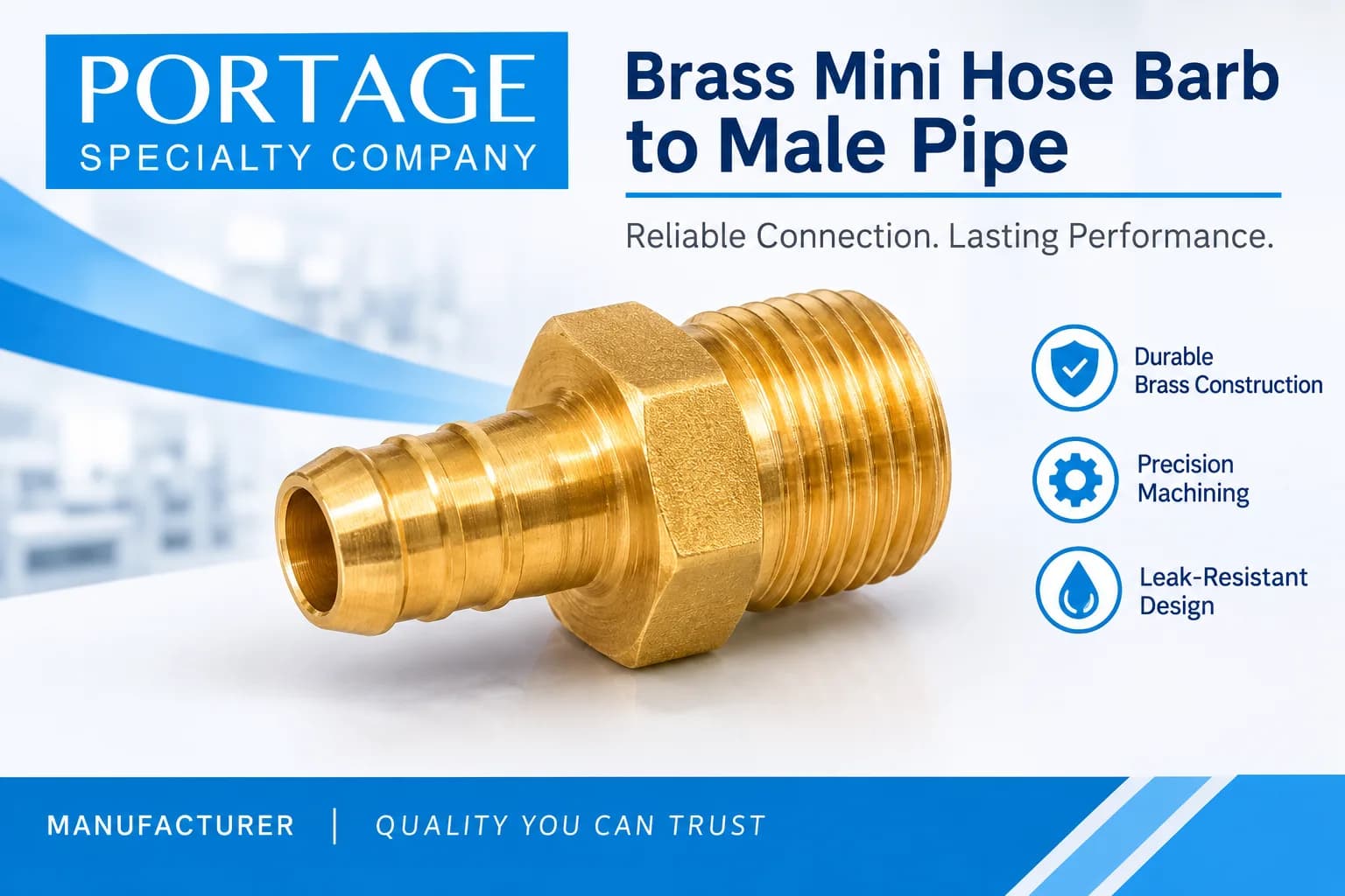 Brass Mini Hose Barb to Male Pipe Fittings | Portage Specialty