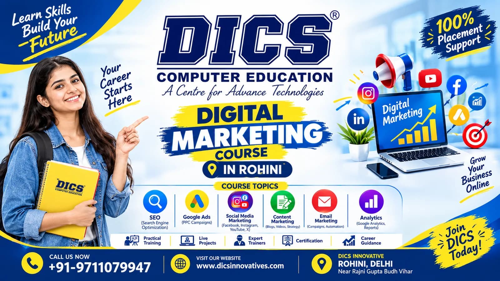 Best Digital Marketing Institute in Rohini – Practical Training with AI