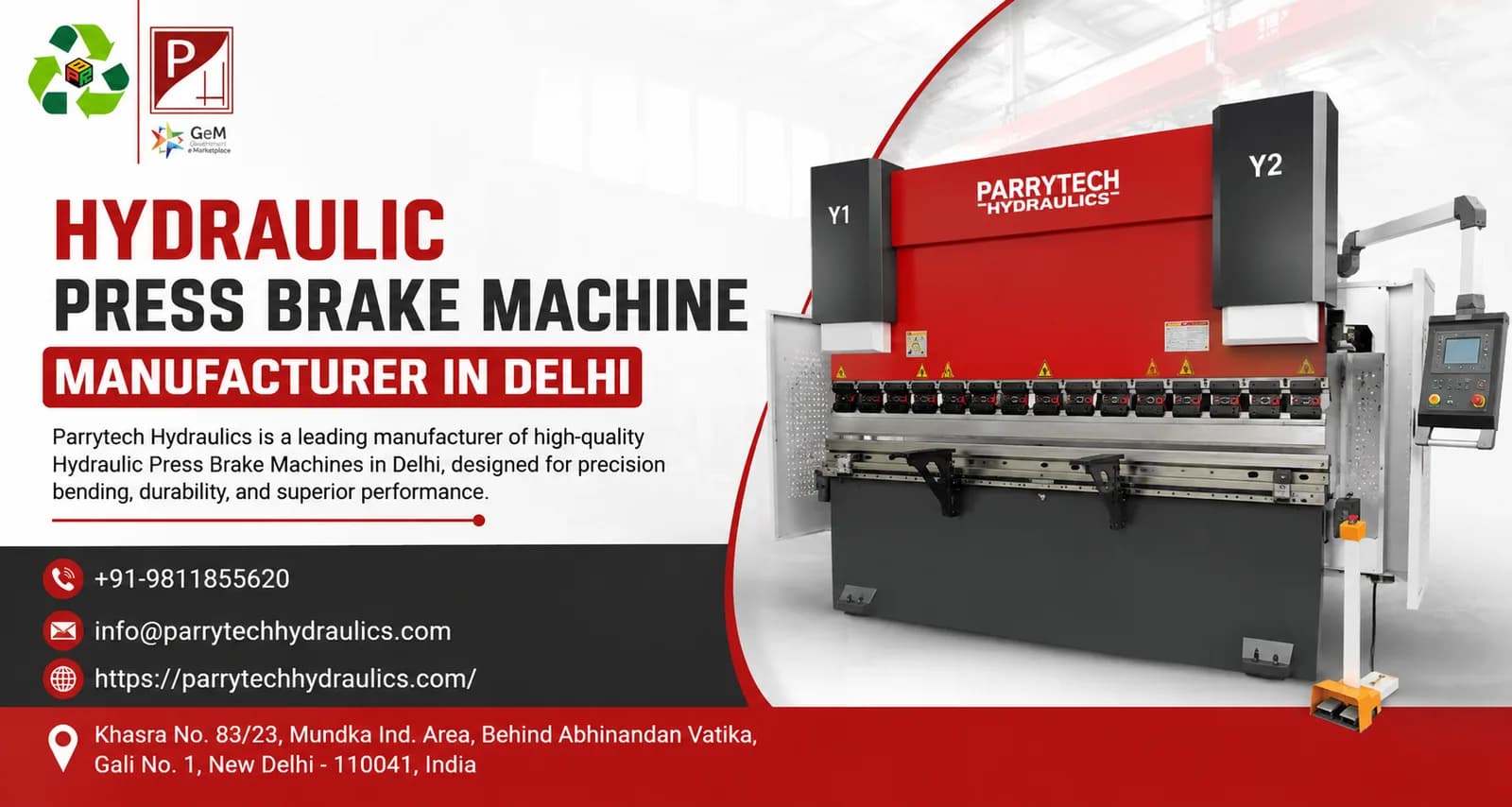 Hydraulic press brake machine manufacturer in Delhi | Parrytech hydraulics