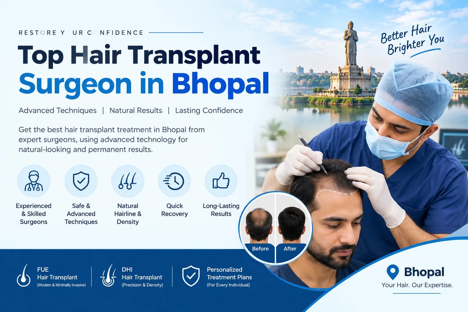 Top Hair Transplant Surgeon in Bhopal for Expert Hair Restoration Solutions