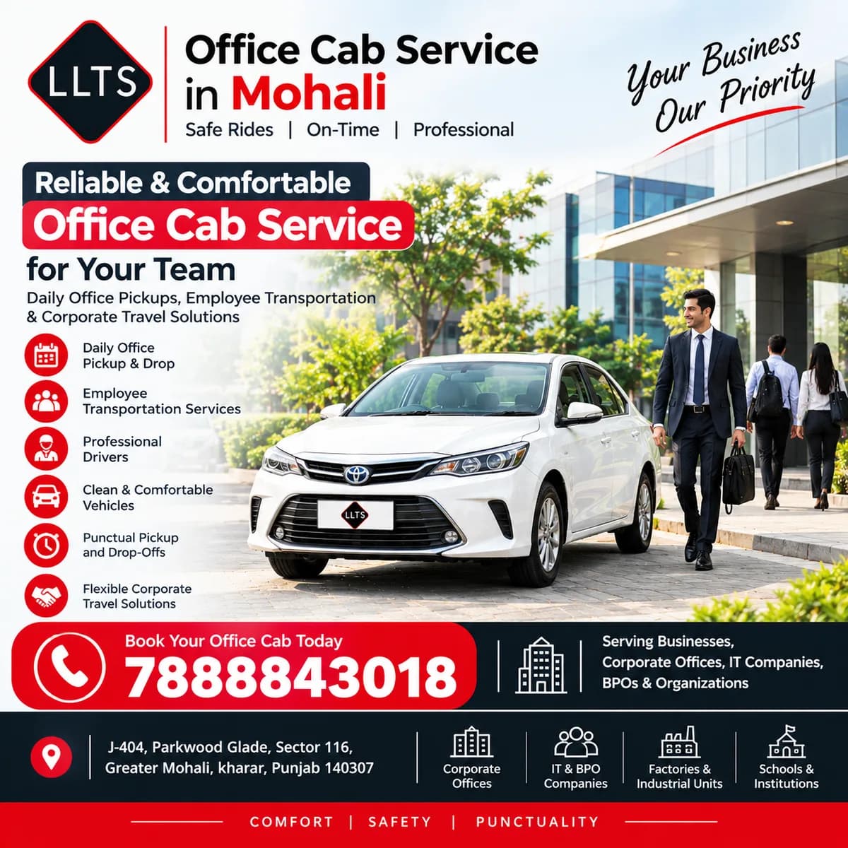 Office Cab Service in Mohali | LLTS Corporate Taxi Service