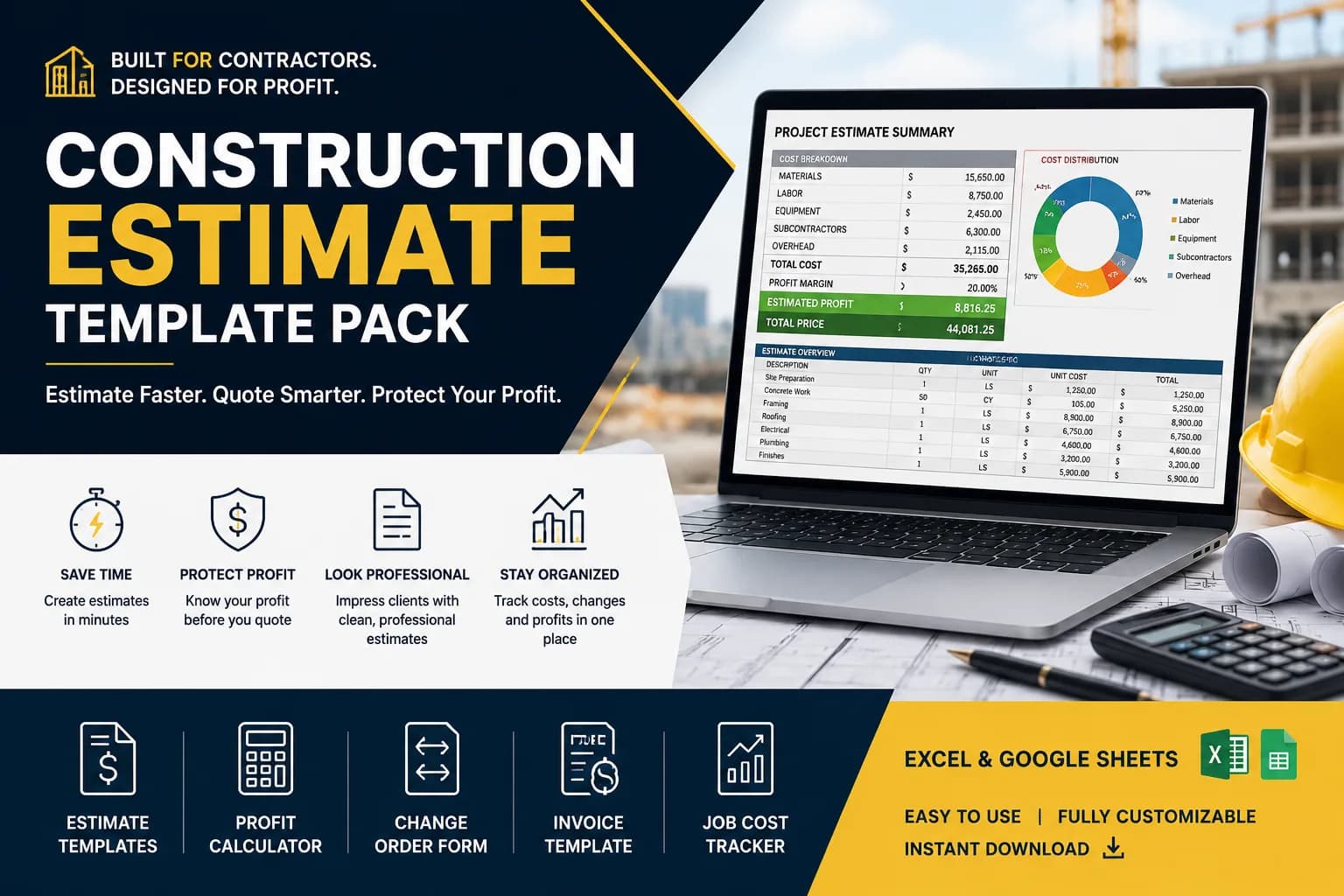 Contractor complete bundle -Spreadsheets