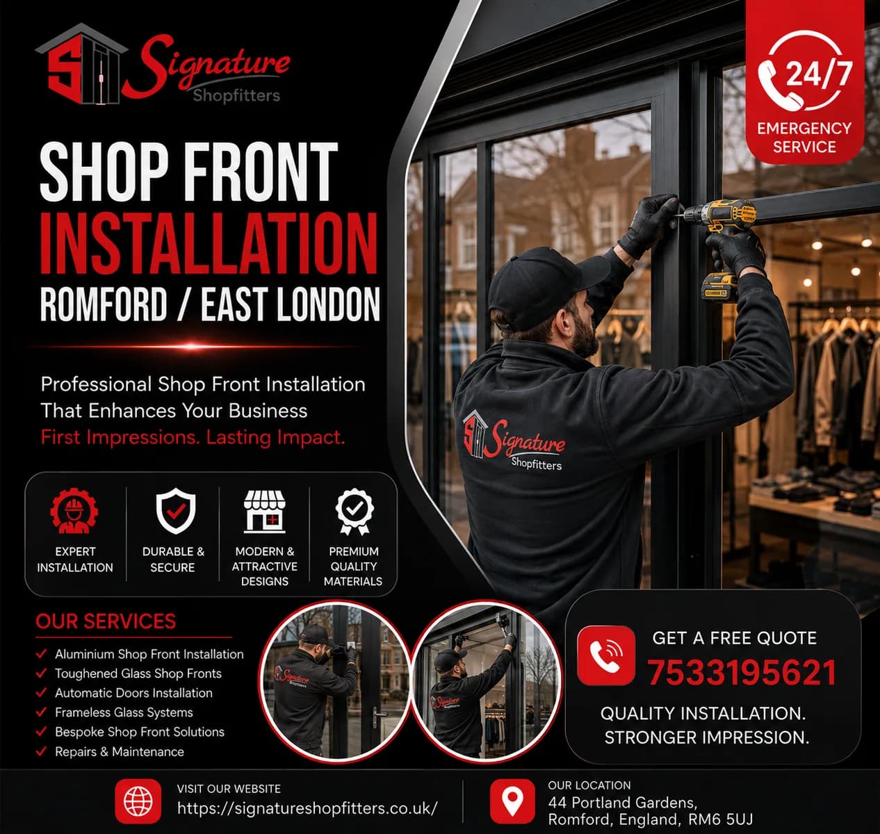 shop front installation Romford / East London