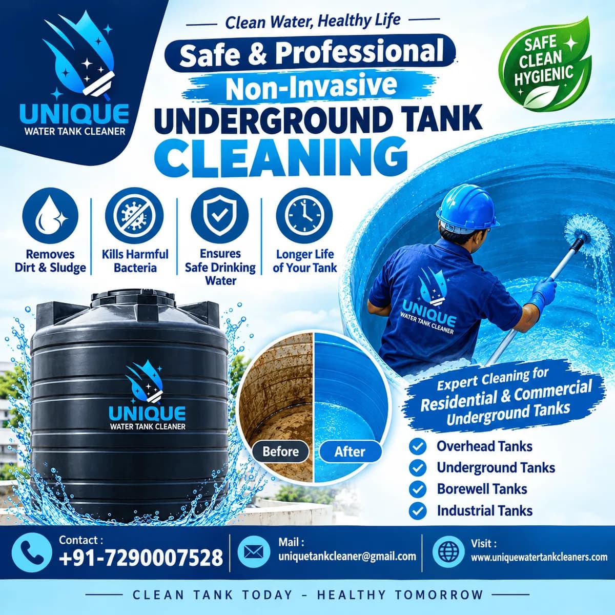 Safe & Professional Non-Invasive Underground Tank Cleaning