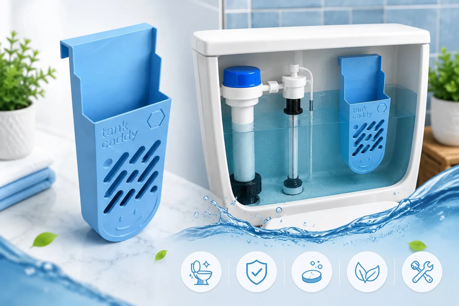 Toilet Tank Tablet Holder & Soot Trap