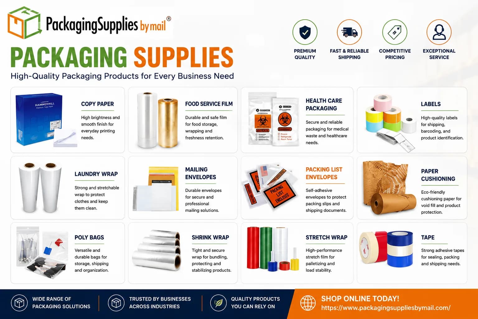 Reliable Shipping Supplies & Industrial Supplies for Businesses | Packaging Supplies by Mail