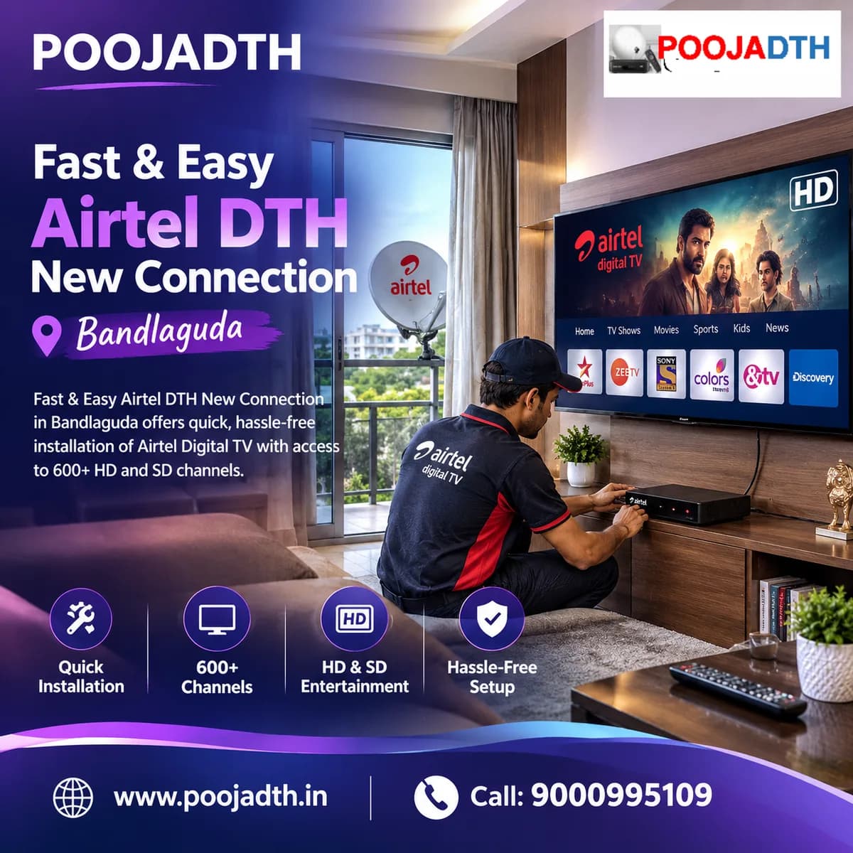 Fast & Easy Airtel DTH New Connection Bandlaguda