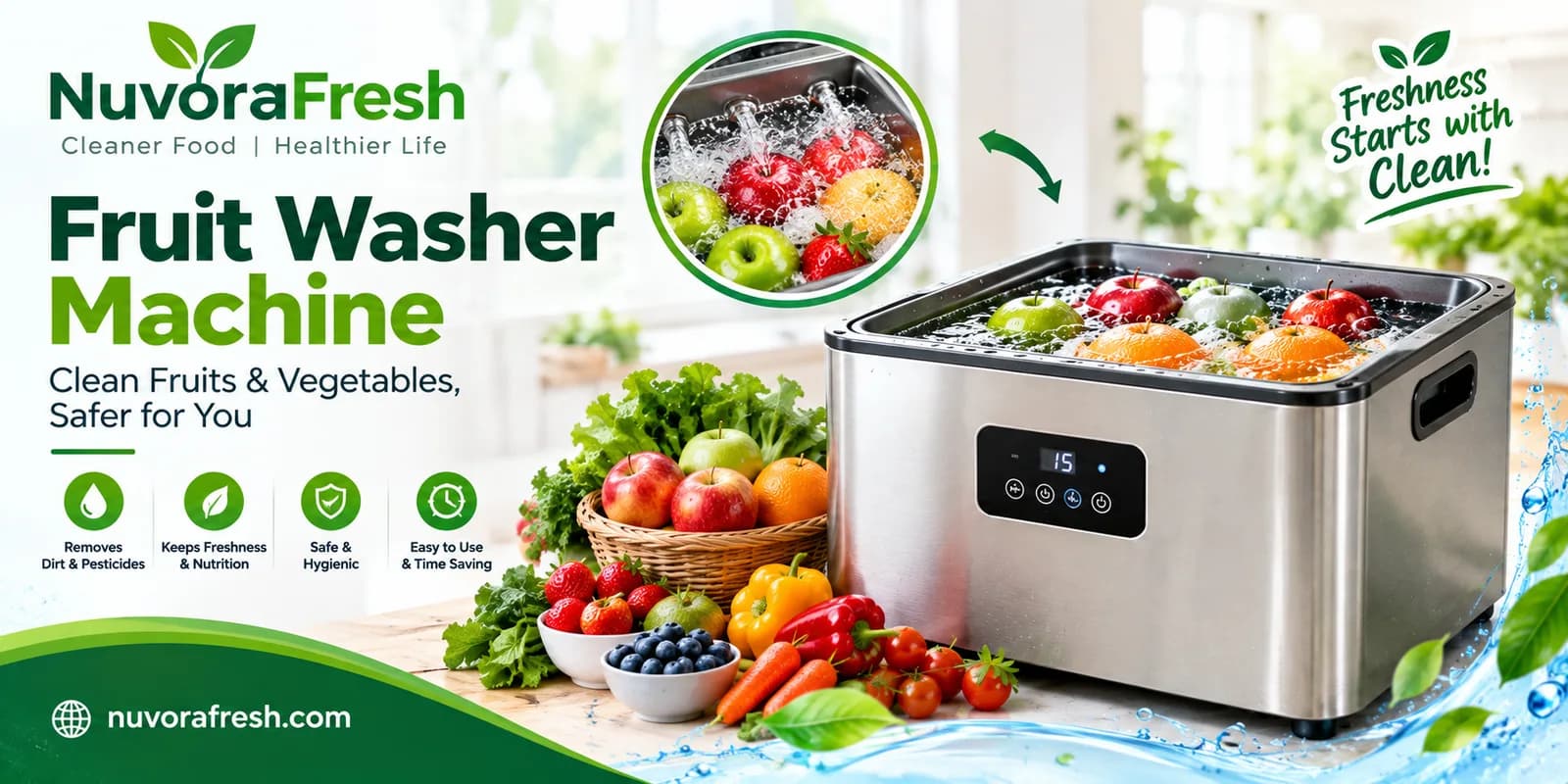 Fruit Washer Machine & Vegetable Cleaning Machine | Ultrasonic Produce Washer