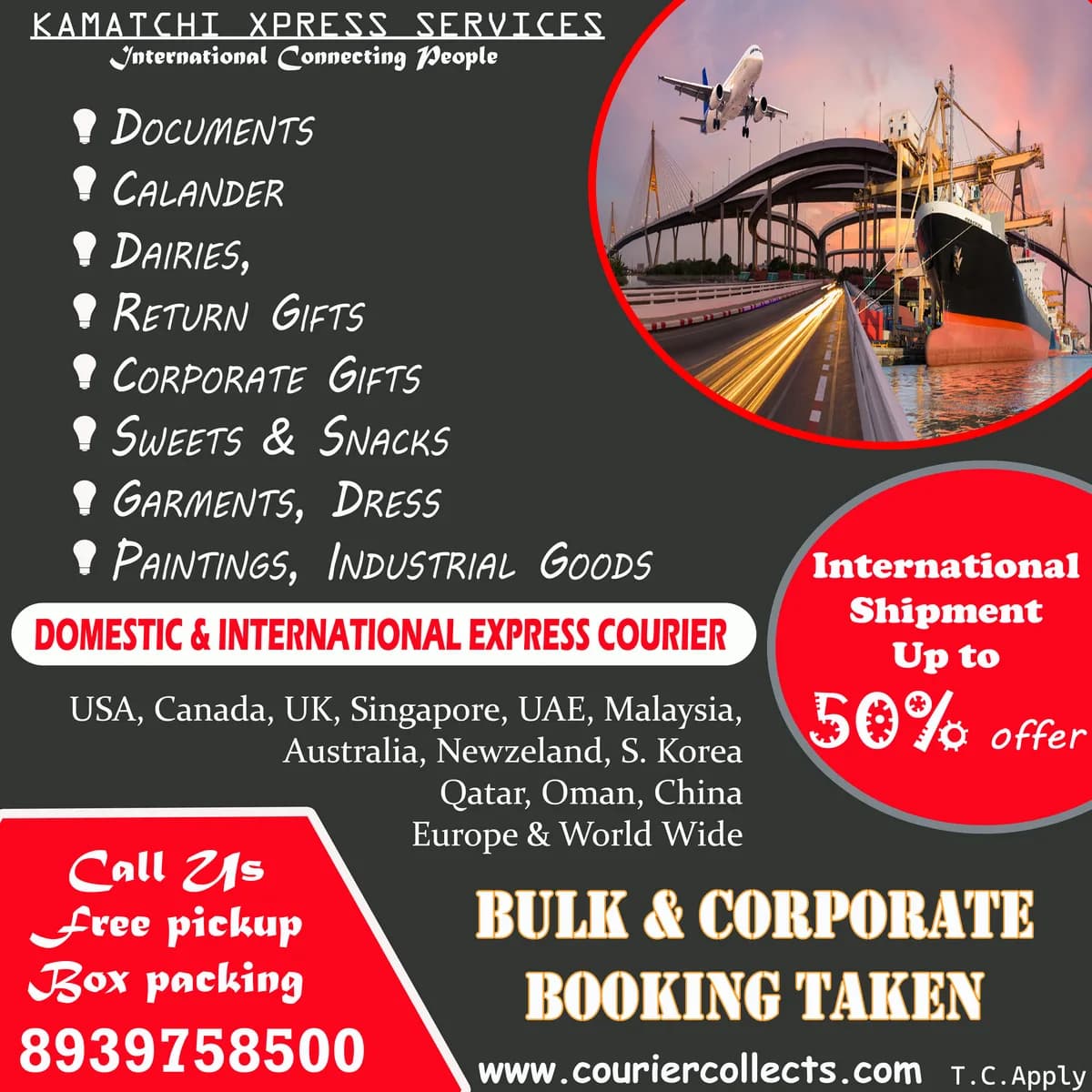 international courier services charges
