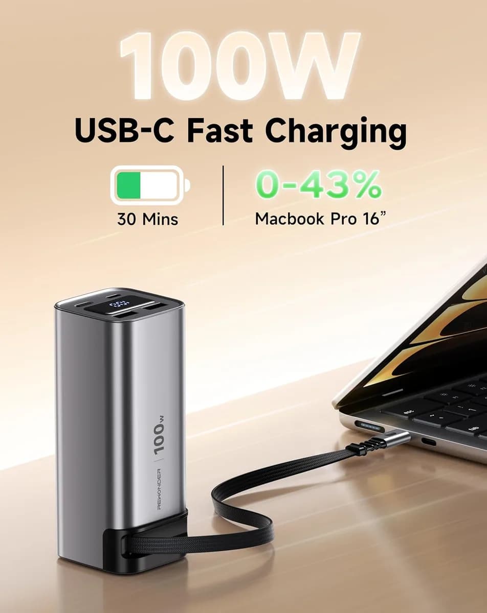 100W Power Bank Fast Charging 20000mAh 