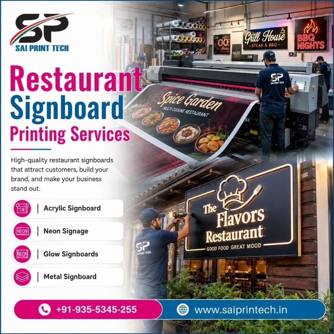 Restaurant Signboard Near Me | Custom Restaurant Sign Board Printing
