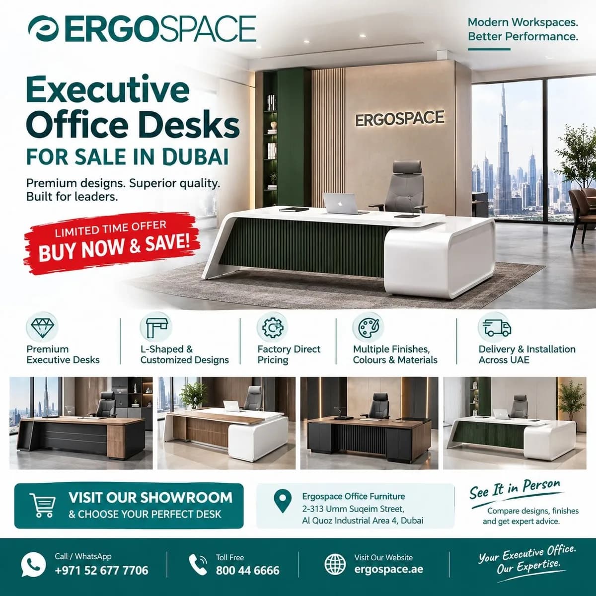Executive Office Desks for Sale in Dubai | Limited Time Offer
