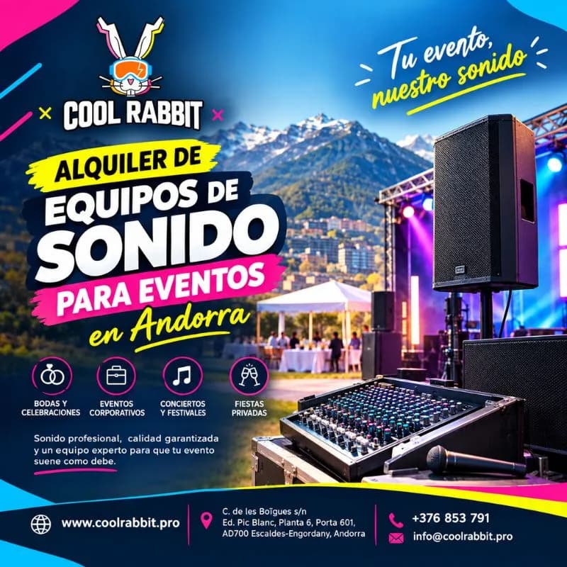 Alquiler de equipos de sonido para eventos en Andorra | Cool Rabbit