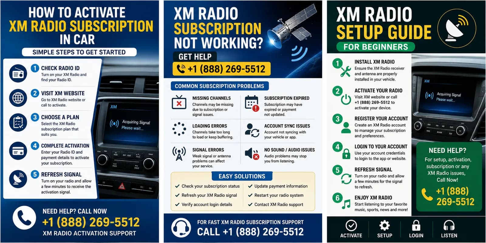 Car XM Radio Not Working? Setup Help +1 (888) 269-5512
