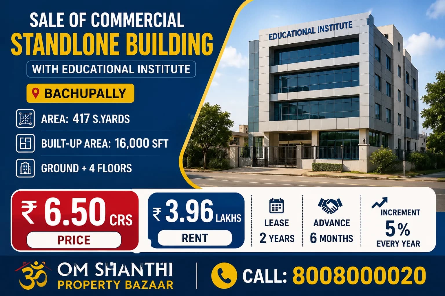 Sale of commercial Standlone buliding with Educational institute at Bachupally