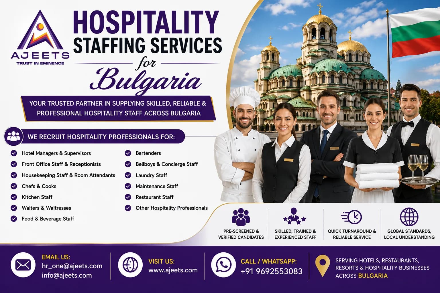 Best Hospitality Staffing Services for Bulgaria