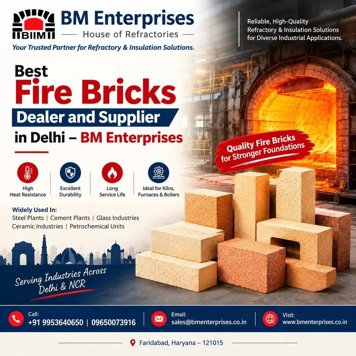 Best Fire Bricks Dealer and Supplier in Delhi - BM Enterprises