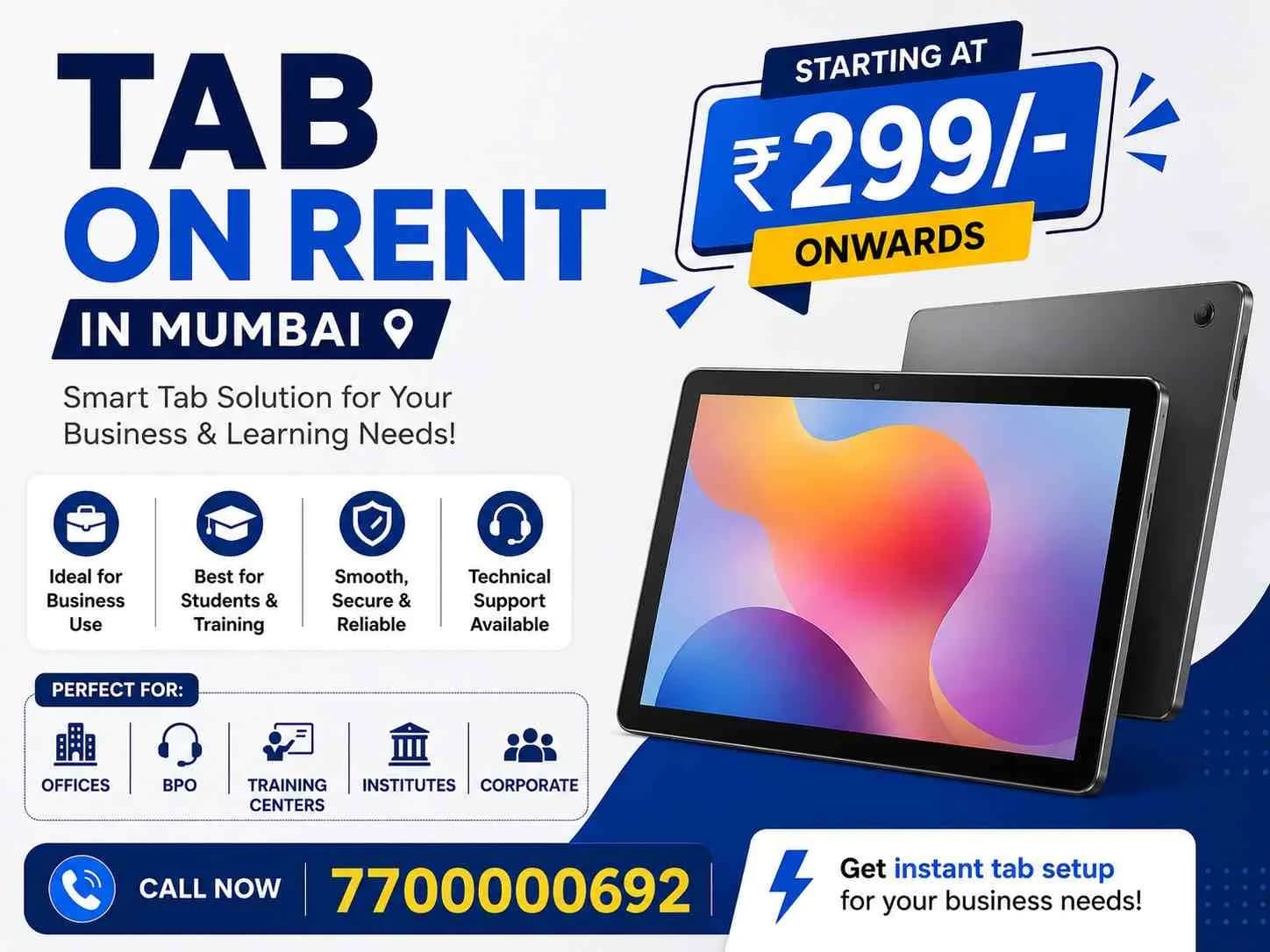 tablet on rent rs 299/-