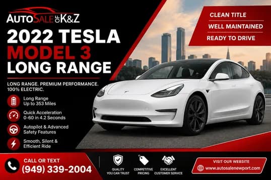 2022 Tesla Model 3 Long Range for Sale – Modern, Efficient & Ready to Drive