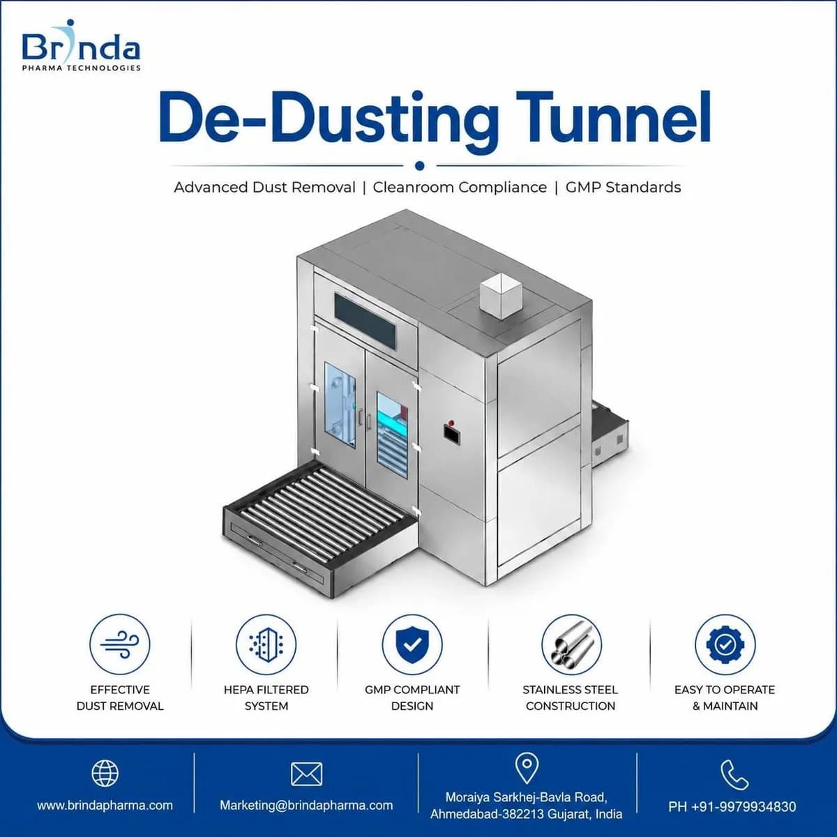Industrial De-Dusting Tunnel Supplier - Pharma Industry