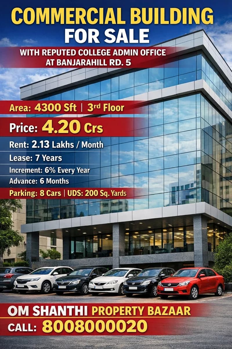 SALE OF COMMERCIAL BUILDING WITH REPUTED COLLAGE ADMIN OFFICE AT BANJAARHILLS ROAD NO:5