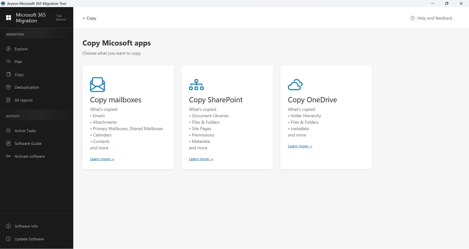 Aryson Tenant to Tenant Migration Tool