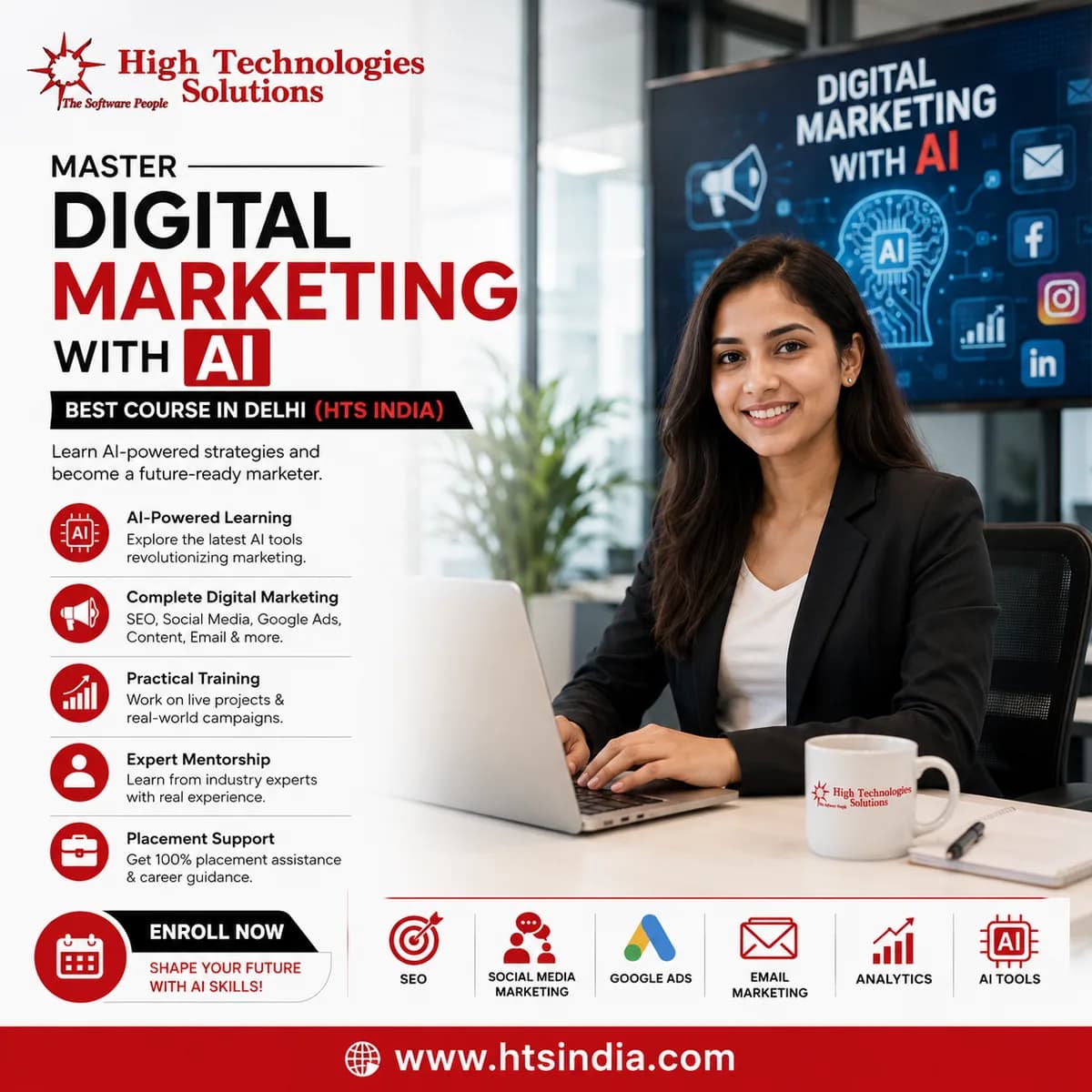 Learn Digital Marketing and AI Tools in Delhi with HTS India