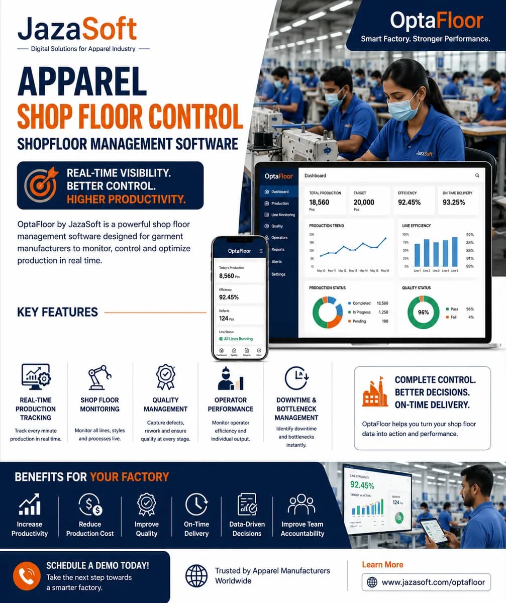Apparel Shop Floor Control | Shopfloor Management Software | OptaFloor by JazaSoft