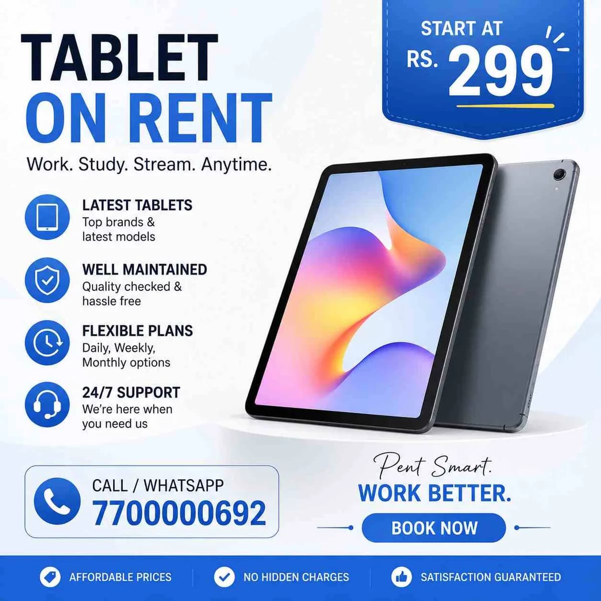  	tablet on rent at rs 299/- in mumbai 