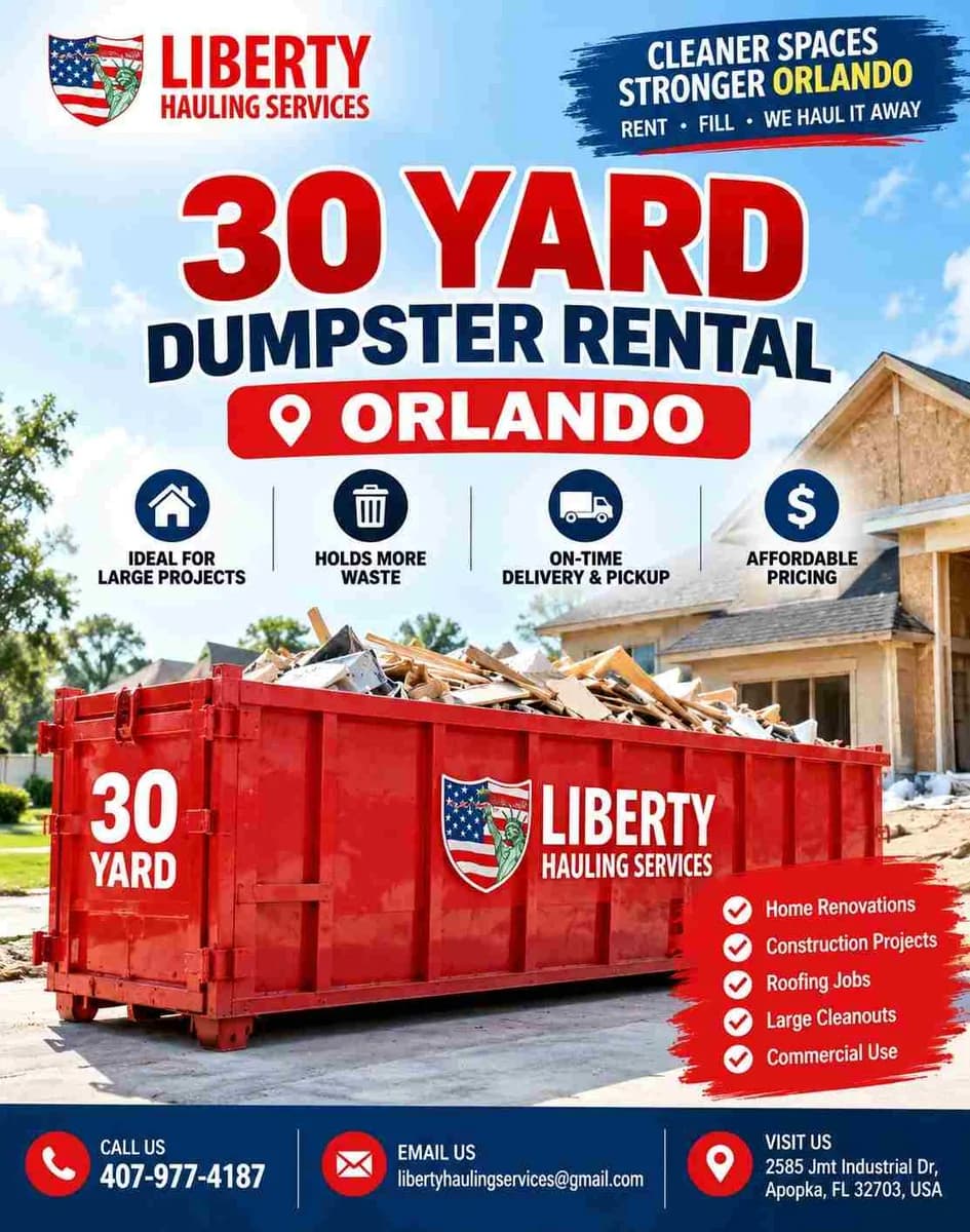 30 Yard Dumpster Rental Orlando – Big Capacity, Easy Cleanup!