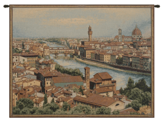 Italian Florence Cityscape Tapestry – Arno River Landscape Art