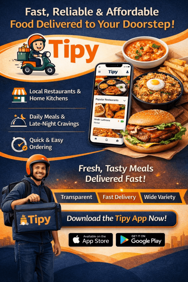 Tipy Food Delivery App – Fast, Reliable & Affordable Food Delivery Near You