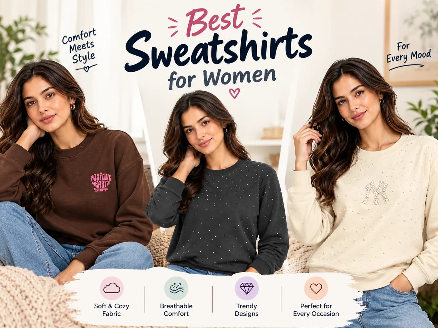 Best Sweatshirts for Women | Full-Sleeve, Round Neck Options