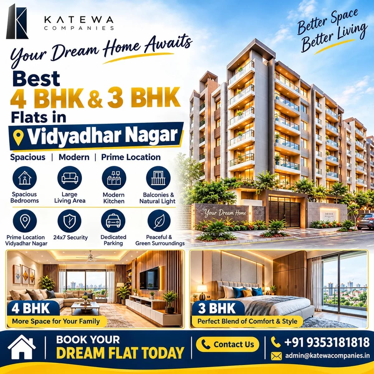Best 3 BHK & 4 BHK Flats in Vidyadhar Nagar, Jaipur