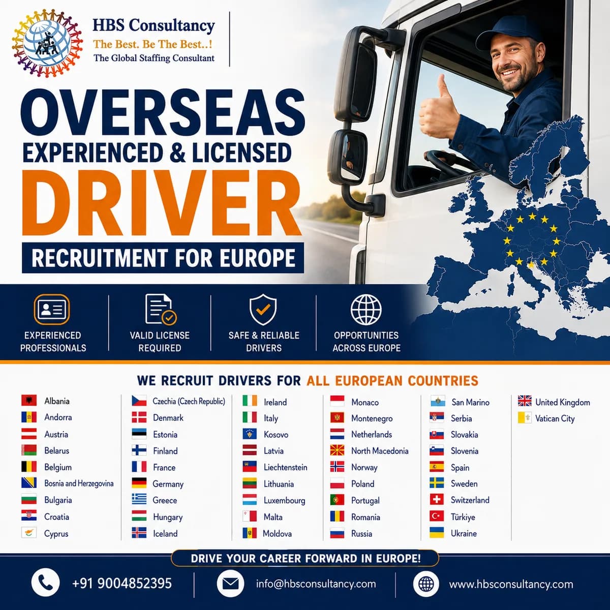 Recruit Experienced Overseas Truck Drivers for Europe