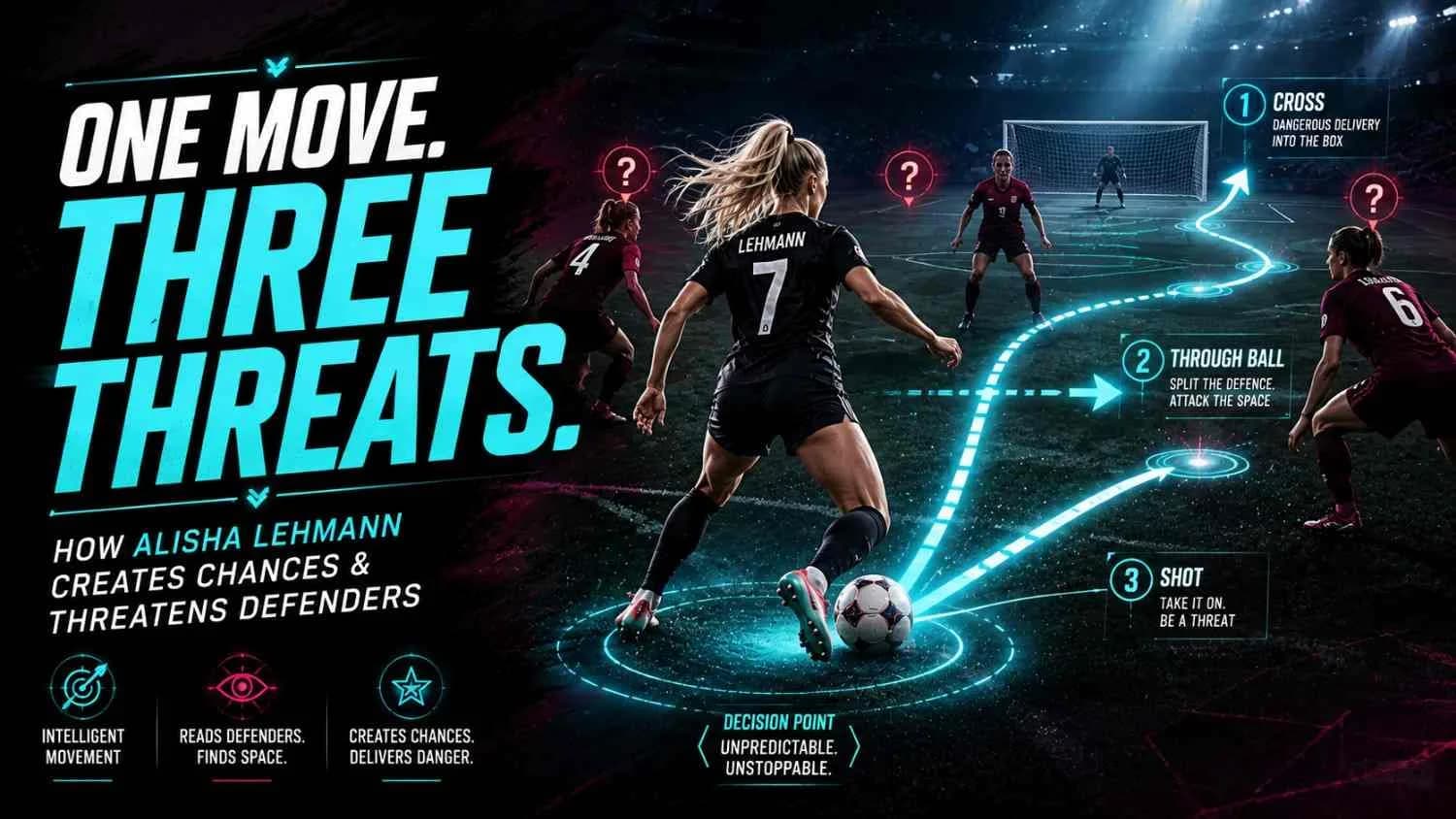 How Does Alisha Lehmann Create Chances and Threaten Defenders?