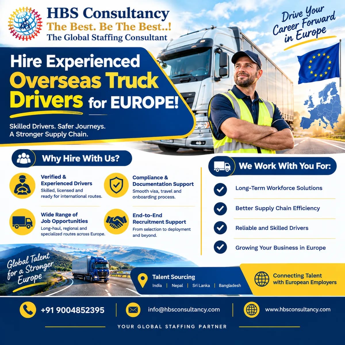 Hire Experienced Overseas Truck Drivers for Romanian Companies