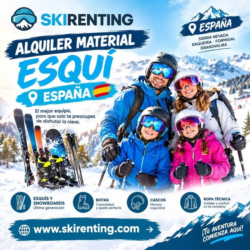 Encuentra el mejor alquiler material esquí España con Ski Renting