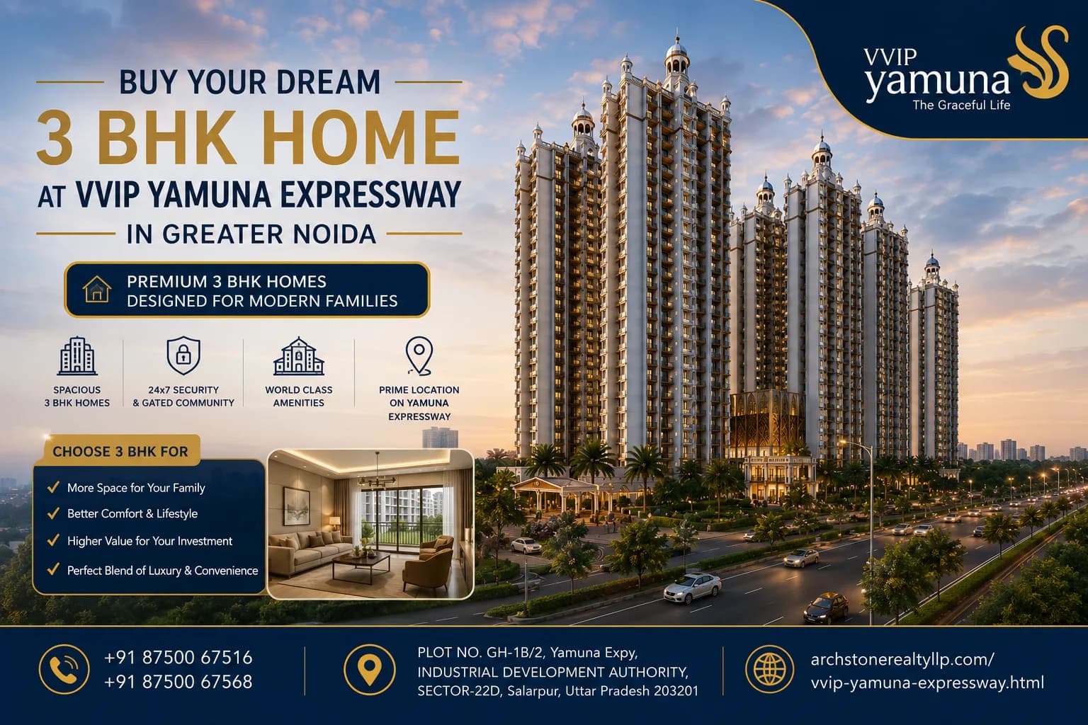 Buy Your Dream 3 BHK Home at VVIP Yamuna Expressway in Greater Noida