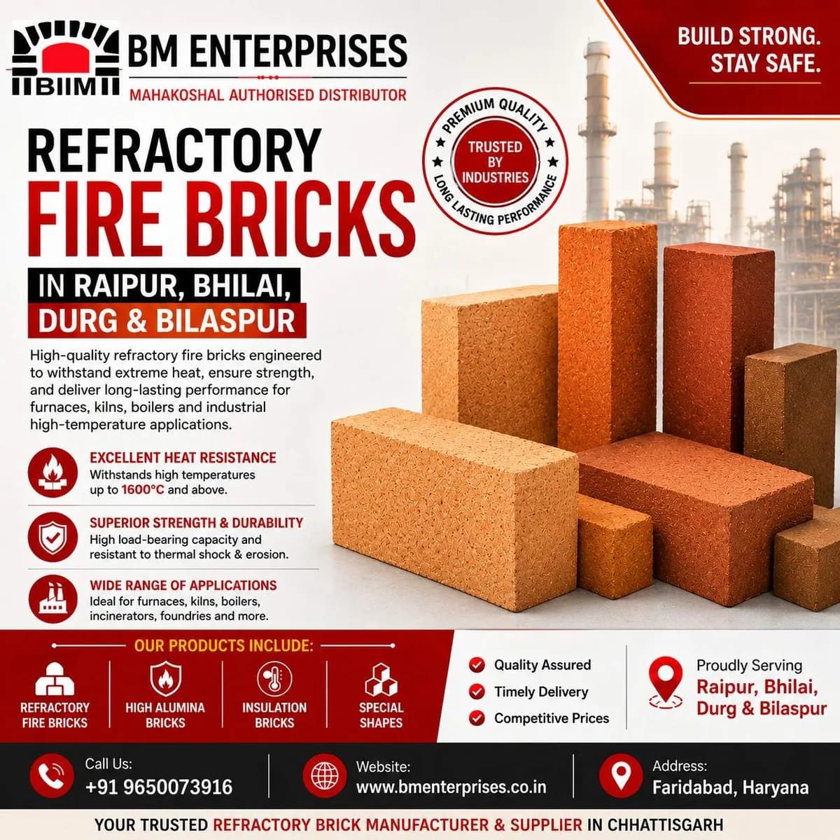 Refractory Fire Bricks in Raipur, Bhilai, Durg & Bilaspur – BM Enterprises