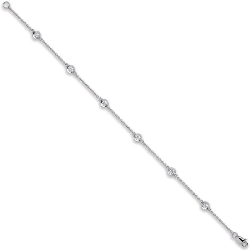 18ct white gold 0.40ct diamond by the yard rub over bracelet